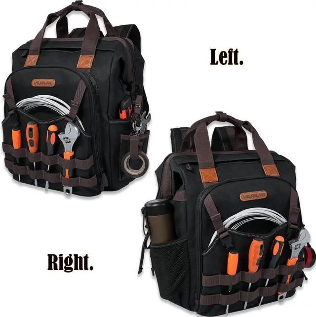 Main image of 88-Pockets Waxed- Canvas Tool Backpack,Heavy-Duty electrician tool backpack,Open-Top tool bag backpack,Technician tool backpack,HAVC tool backpack,Tool backpack for construction