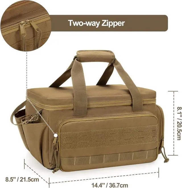 Alt view image 2 of 7 - 14-Inch Tool Bag with Anti-friction Bottom, Hand Tool Storage Organizer Bag for Men, Tactical Bag, Electrician Tool Bag, Multi-purpose Work Tote Bag for Repairman, Carpenters, Handyman, Khaki
