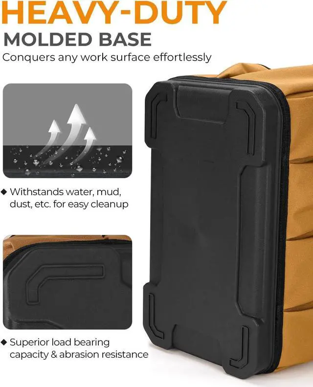 Alt view image 6 of 7 - 16 Inch Wide-Mouth Tool Bag, Heavy Duty Toolbag Organizer, Large Tool Tote Bags for Men & Women with Waterproof Molded Base and Adjustable Shoulder Strap