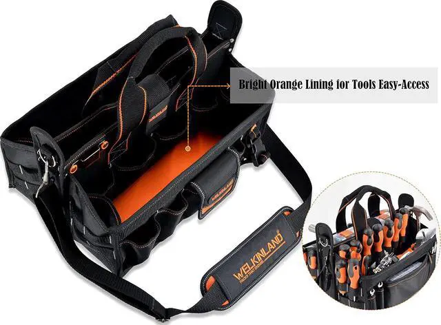 Alt view image 4 of 7 - 19-POCKETS Tool tote, Tool bag organizer, Electrician tool bag, HVAC tool bag, Tool caddy, Tool bags for electricians, Tool tote bag w/socket organizer tool boxes, Maintenance tool bag