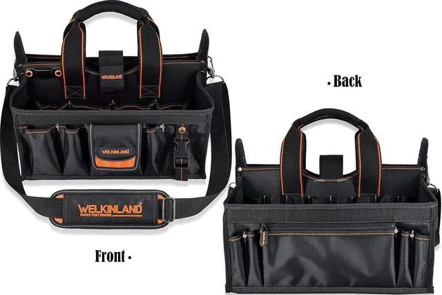 Alt view image 5 of 7 - 19-POCKETS Tool tote, Tool bag organizer, Electrician tool bag, HVAC tool bag, Tool caddy, Tool bags for electricians, Tool tote bag w/socket organizer tool boxes, Maintenance tool bag