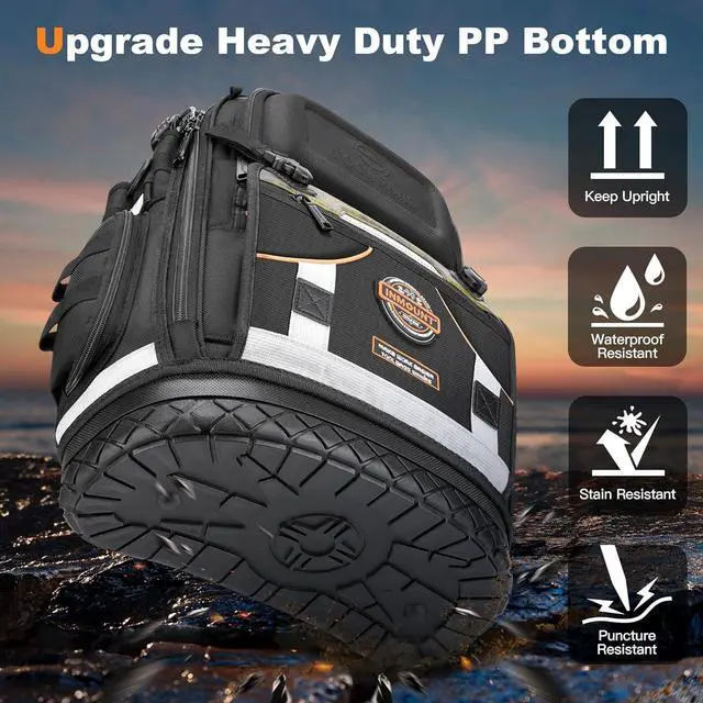 Alt view image 2 of 7 - Tool Backpack Bag, Electrician Tool Bag 78-Pockets & Loops Tools Bag HVAC Tool Bags for Men, Heavy Duty Storage Construction tools Backpack With Molded Reinforcement Base and Combination Lock