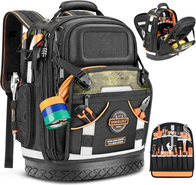 Main image of Tool Backpack Bag, Electrician Tool Bag 78-Pockets & Loops Tools Bag HVAC Tool Bags for Men, Heavy Duty Storage Construction tools Backpack With Molded Reinforcement Base and Combination Lock