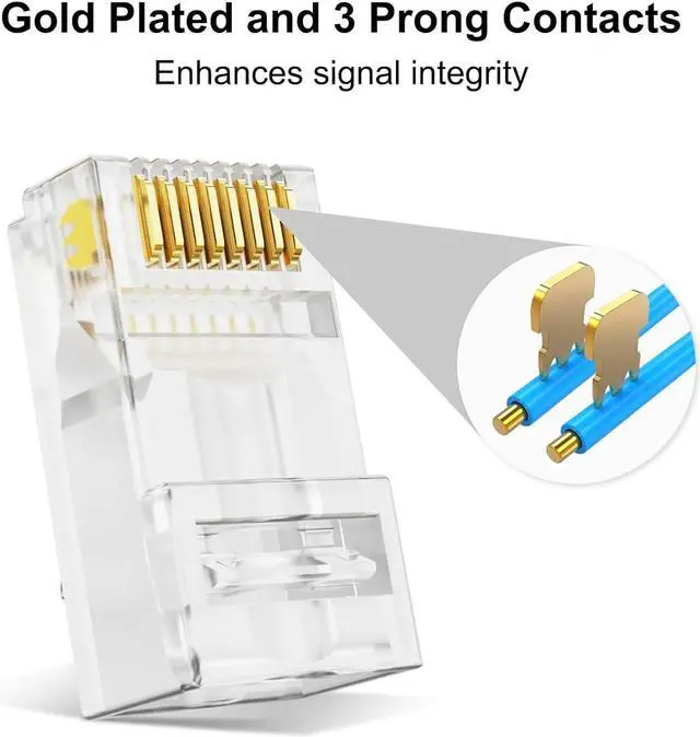 Alt view image 4 of 7 - 50PCS RJ45 Connectors, Ethernet Cat6 Connector, RJ45 Pass Through Connector, Cat 6 Pass Through RJ45 Connectors for Solid or Stranded UTP Ethernet Cable