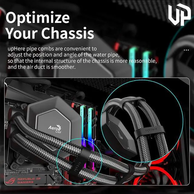 Alt view image 5 of 7 - CPU Liquid Coolers Tube Combs 8 Pieces Set =4 Pieces for Tube Diameter Up to 11mm(0.43in)/4 Pieces for Tube Diameter Up to 13mm(0.51in)- Black