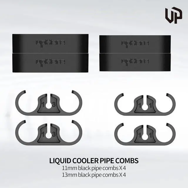 Alt view image 2 of 7 - CPU Liquid Coolers Tube Combs 8 Pieces Set =4 Pieces for Tube Diameter Up to 11mm(0.43in)/4 Pieces for Tube Diameter Up to 13mm(0.51in)- Black