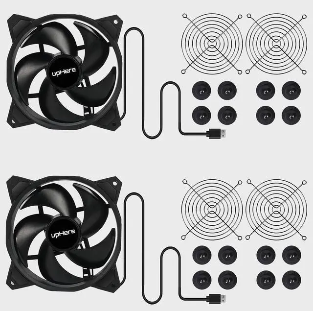 Alt view image 6 of 7 - USB Computer Fan Black,Dual 120mm Fan,Silent Fan for Computer Cases Computer Cabinet PlayStation Xbox Cooling