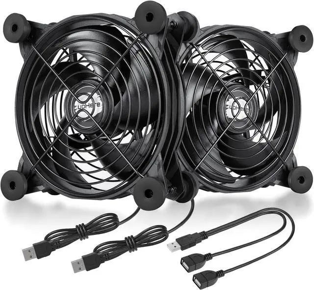 Main image of USB Computer Fan Black,Dual 120mm Fan,Silent Fan for Computer Cases Computer Cabinet PlayStation Xbox Cooling