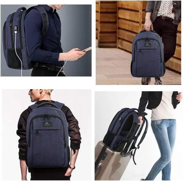 Alt view image 6 of 7 - Laptop Backpack,Slim Travel Backpack with Laptop Compartment for Men Women,College Daypack Gift Computer Bag fits 15.6 Inch Notebook, Blue