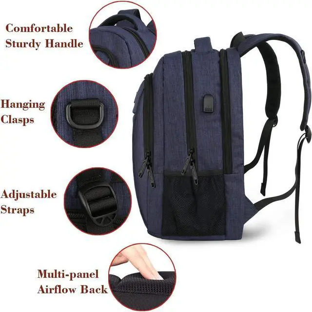 Alt view image 3 of 7 - Laptop Backpack,Slim Travel Backpack with Laptop Compartment for Men Women,College Daypack Gift Computer Bag fits 15.6 Inch Notebook, Blue