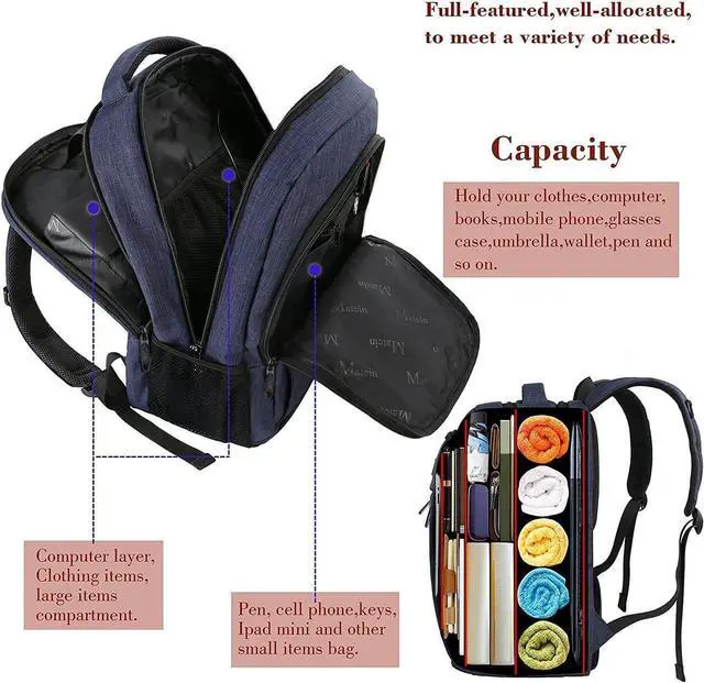 Alt view image 4 of 7 - Laptop Backpack,Slim Travel Backpack with Laptop Compartment for Men Women,College Daypack Gift Computer Bag fits 15.6 Inch Notebook, Blue