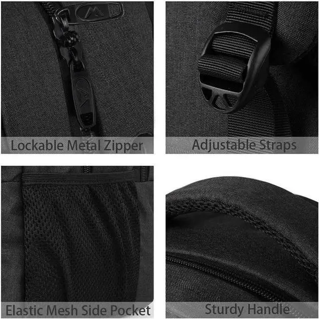 Alt view image 4 of 7 - Business Laptop Backpack, 15.6 Inch Travel Laptop Bag Rucksack with USB Charging Port, Water-Resistant Bag Daypack for Work College Computer Men Women Backpack, Black