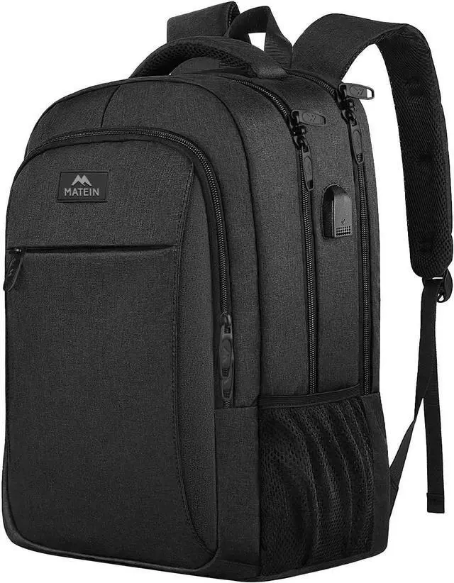 Main image of Business Laptop Backpack, 15.6 Inch Travel Laptop Bag Rucksack with USB Charging Port, Water-Resistant Bag Daypack for Work College Computer Men Women Backpack, Black