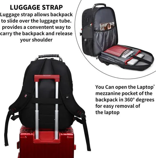 Alt view image 4 of 7 - Extra Large 50L Travel Laptop Backpack with USB Charging Port, College High School Backpack Airline Approved Business Work Bag Fits 17 Inch Computer for Men Women,Grey