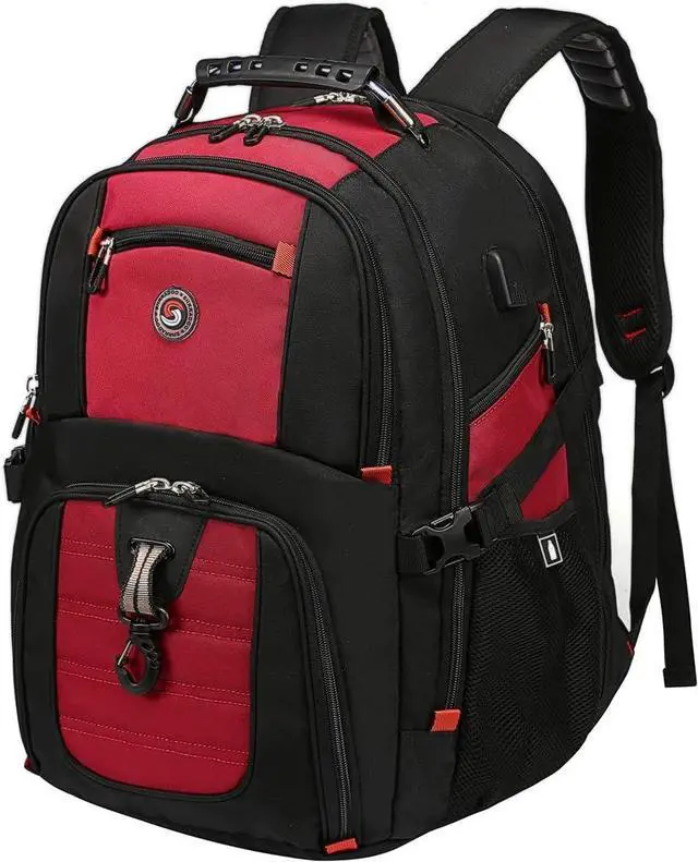 Main image of Extra Large 50L Travel Laptop Backpack with USB Charging Port, College High School Backpack Airline Approved Business Work Bag Fit 17 Inch Laptops for Men Women,Red