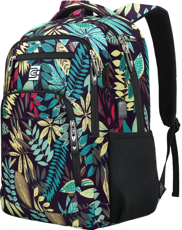 Main image of Laptop Backpack,Business Travel Anti Theft Slim Durable Laptops Backpack with USB Charging Port,Water Resistant College Computer Bag for Women & Men Fits 15.6 Inch Laptop and Notebook,Leaf