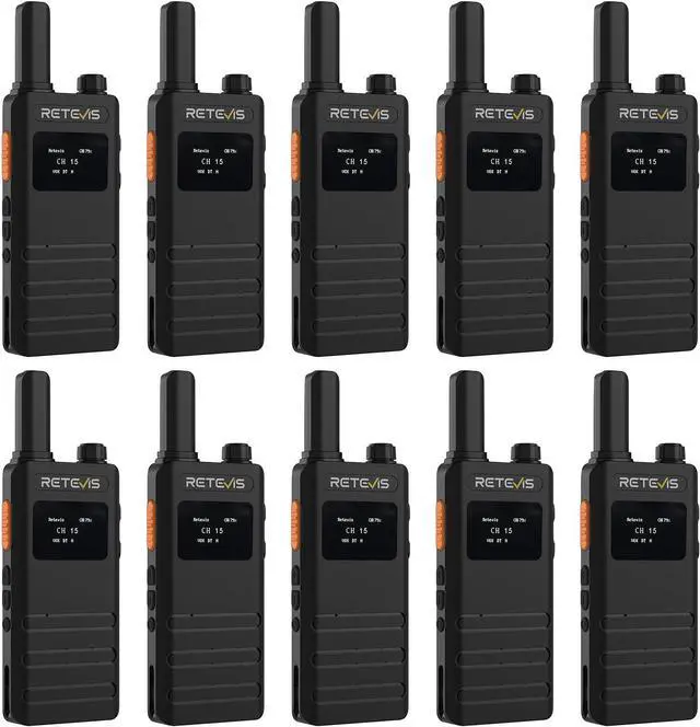 Main image of Retevis Walkie Talkies Long Range, Compact 2 Way Radio, LCD Screen, 1620mAh Li-ion Battery USB-C Charging Cable,Mini, VOX, Handheld Two Way Radio for Adults School Activities Business (10 Pack)