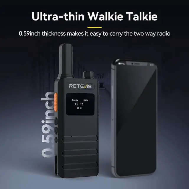 Alt view image 4 of 7 - Retevis Walkie Talkies Long Range, Compact 2 Way Radio, LCD Screen, 1620mAh Li-ion Battery USB-C Charging Cable,Mini, VOX, Handheld Two Way Radio for Adults School Activities Business (10 Pack)