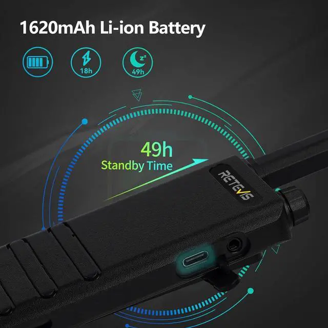 Alt view image 3 of 7 - Retevis Walkie Talkies for Adults,Rechargeable Long Range Two Way Radio,New Version of RT22(3.0), 2 Way Radio with 1620 mAh Battery,Portable FRS Two-Way Radios for School Restaurant(10 Pack)