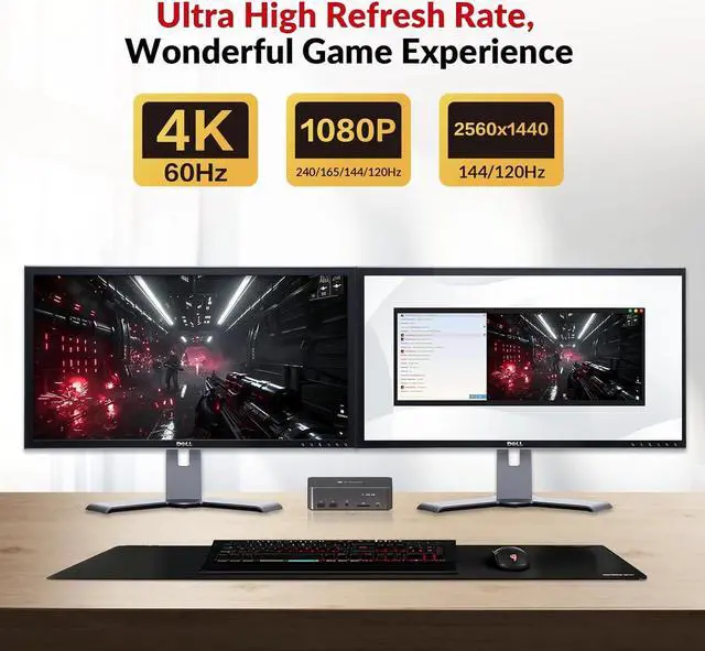 Alt view image 6 of 7 - AV Access KVM Switch Dock 2 Monitors 2 Laptops, 4K KVM Switch Dual Monitor, 2 USB-C MST Ports, 60W PD for Each PC, 1G Ethernet, EDID Emulation, 2K@144Hz, 1080P@240Hz, Ideal for Home Office & Gaming