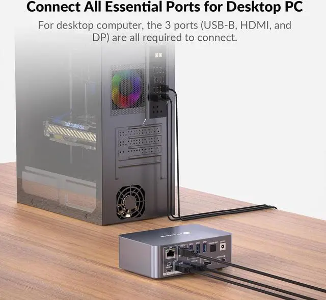 Alt view image 5 of 7 - AV Access Dual Monitor KVM Switch Docking for Laptop & Desktop - Type C Charging, Ethernet, EDID, HDMI & DisplayPort, USB-C MST Dual 4K@60Hz Display, USB 3.0, Full Aluminum Design