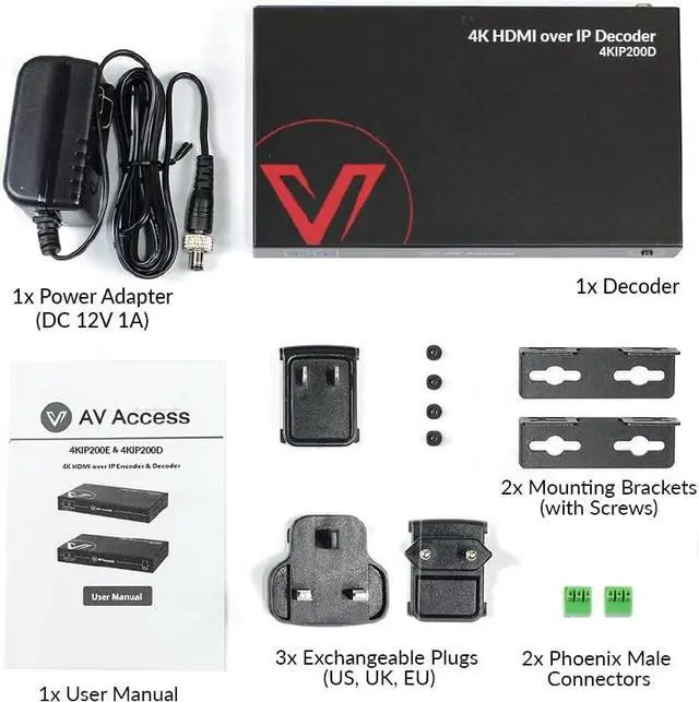 Alt view image 7 of 7 - AV Access 4K HDMI Extender Over TCP/IP, AV Over IP Decoder with Video Wall up to 8X8, 395ft (120m), Plug & Play Without Configuration, Visual Control, Video Matrix, PoE