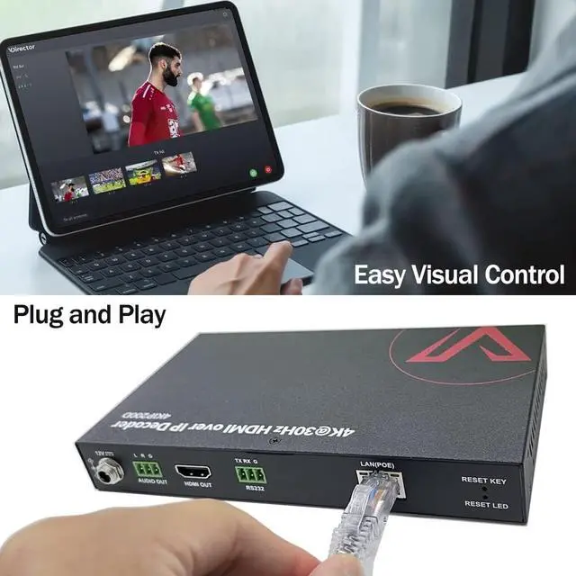 Alt view image 5 of 7 - AV Access 4K HDMI Extender Over TCP/IP, AV Over IP Encoder with Video Wall up to 8X8, 395ft (120m), Plug & Play Without Configuration, Visual Control, Video Matrix, PoE