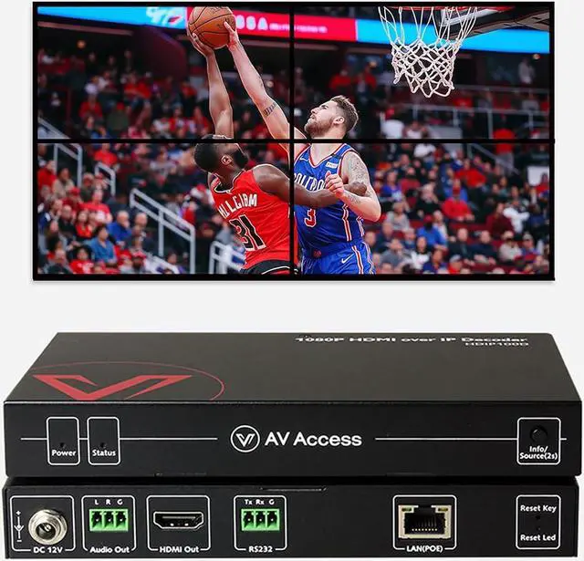 Main image of AV Access 1080P HDMI Extender Over IP Decoder, Many to Many or Direct Cat5e / 6, 395ft (120m), Plug & Play Without Configuration, Visual Control, Video Wall, RS-232, Smartphone/PC Control, HDCP