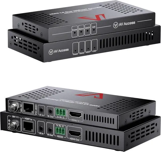 Main image of AV Access 4K HDMI Extender Over Cat5e/6/6a/7 4K@60Hz 130ft, 1080P@60Hz 230ft, HDR10+, HDMI 2.0 YUV4:4:4, HDCP 2.2, 18Gbps, Plug & Play, IR Return & PoE, Smart EDID