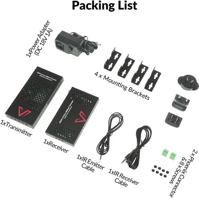 Alt view image 7 of 7 - AV Access 4K HDMI Extender Over Cat5e/6/6a/7 4K@60Hz 130ft, 1080P@60Hz 230ft, HDR10+, HDMI 2.0 YUV4:4:4, HDCP 2.2, 18Gbps, Plug & Play, IR Return & PoE, Smart EDID