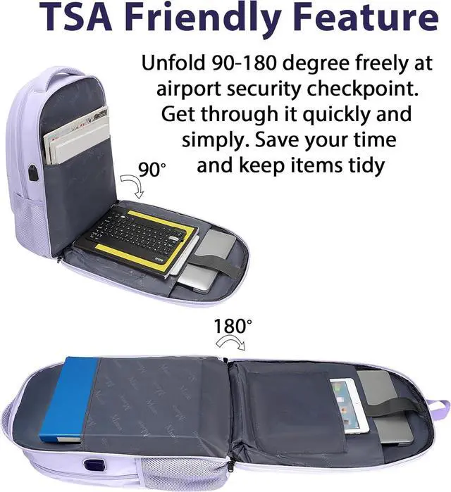 Alt view image 3 of 7 - Large Travel Backpack for Womens, Lightweight Carry on Backpack Flight Approved Fit 17 in Laptop, Sturdy Personal item Backpacks for Travel Essentials, College Bags for Women, Purple