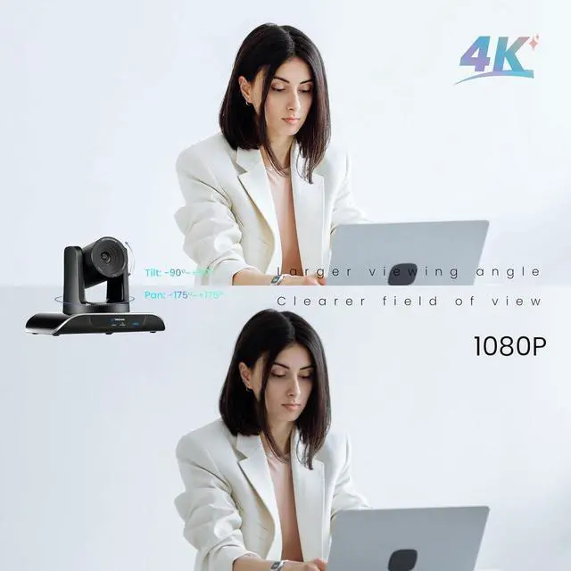 Alt view image 4 of 7 - 4K PTZ Camera with AI-Powered Auto-Tracking 5X Digital Zoom USB 3.0 120-Degree Wide-Angle PTZ Webcam for Video Conference Skype/Teams/Zoom Meeting Live Streaming