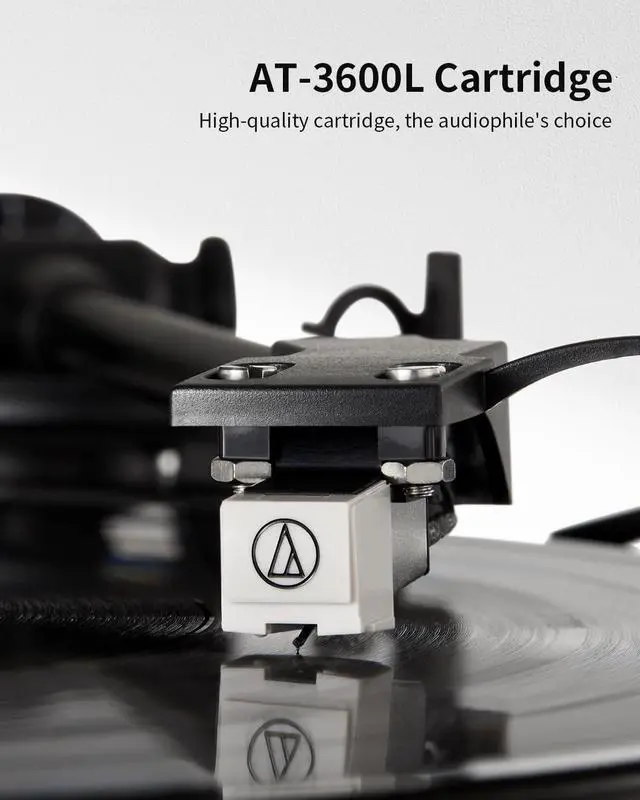 Alt view image 4 of 6 - Vinyl Record Player, Hi-Fi System Bluetooth Turntable Players with Stereo Bookshelf Speakers, Built-in Phono Preamp, Belt Drive 2-Speed, Adjustable Counterweight, AT-3600L