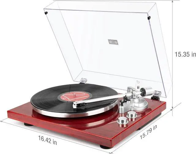 Alt view image 2 of 7 - Belt Drive Turntable with Bluetooth Connectivity, Built-in Phono Pre-amp, USB Digital Output Vinyl Stereo Record Player with Magnetic Cartridge, 33 or 45 RPM