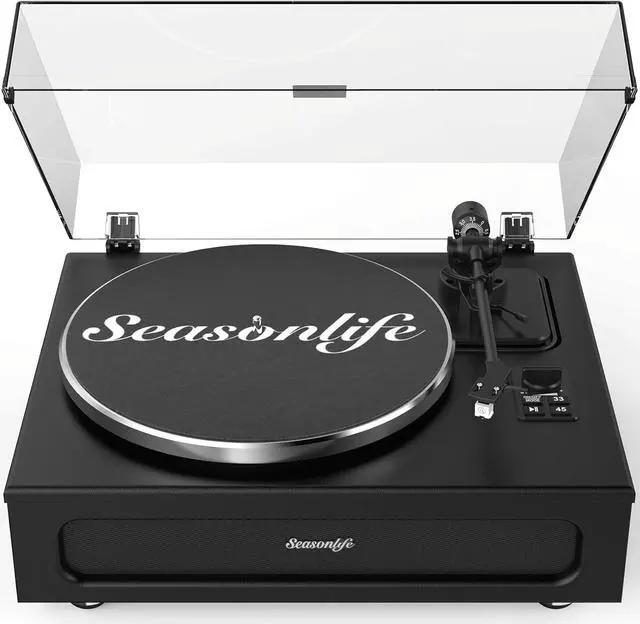Main image of Record Player High Fidelity Turntable for Vinyl Records Built-in 4 Stereo Speakers All-in-One Vinyl Player Belt Drive Turn Table MM Cartridge ATN-3600L Stylus 33 45 Speed BT Wireless Classic Black