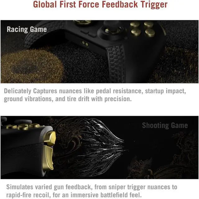 Alt view image 5 of 7 - FLYDIGI APEX 4 Game Controller Black Myth: Wukong Edition - Force Feedback Trigger Force-Adjustable Full-Color LCD Display 1500mAh Four-Motors Areas Stereo Vibration PC/NS/TV/Android/Laptop