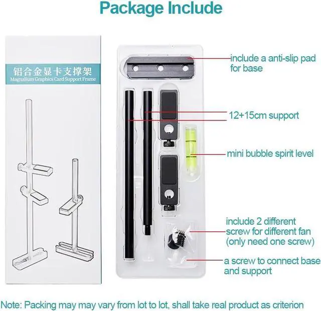 Alt view image 6 of 6 - GPU Support Bracket for Fan, Graphics Card Support, GPU Bracket Brace, Video Card Sag Holder Bracket, GPU Stand, Adjustable Aluminum 27cm Detachable to 15cm and 12cm
