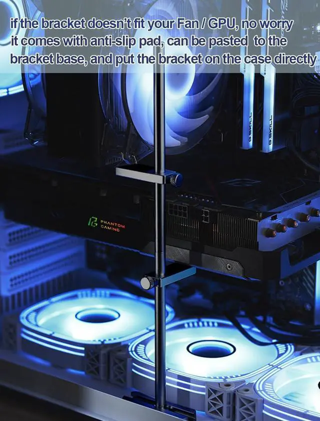 Alt view image 5 of 6 - GPU Support Bracket for Fan, Graphics Card Support, GPU Bracket Brace, Video Card Sag Holder Bracket, GPU Stand, Adjustable Aluminum 27cm Detachable to 15cm and 12cm