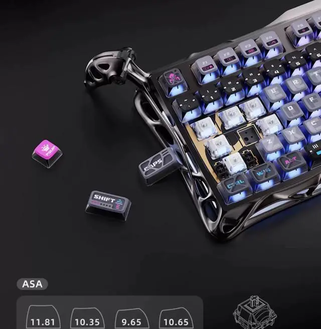 Alt view image 3 of 6 - GravaStar K1 PRO Cyberpunk 75% Triple-Mode Wireless Mechanical Gaming Keyboard, Aluminum Alloy Exoskeleton Design, Gasket Custom Keyboard Hot-Swap Socket, RGB Backlit Keyboard, Black