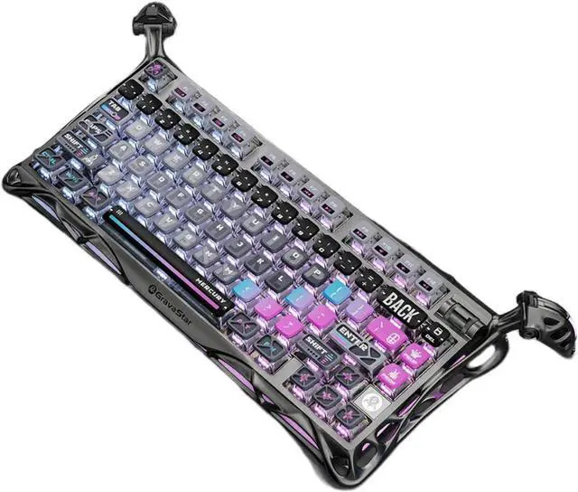 Main image of GravaStar K1 PRO Interstellar 75% Triple-Mode Wireless Mechanical Gaming Keyboard, Aluminum Alloy Exoskeleton Design, Gasket Custom Keyboard Hot-Swap Socket, RGB Backlit Keyboard, Black Silver