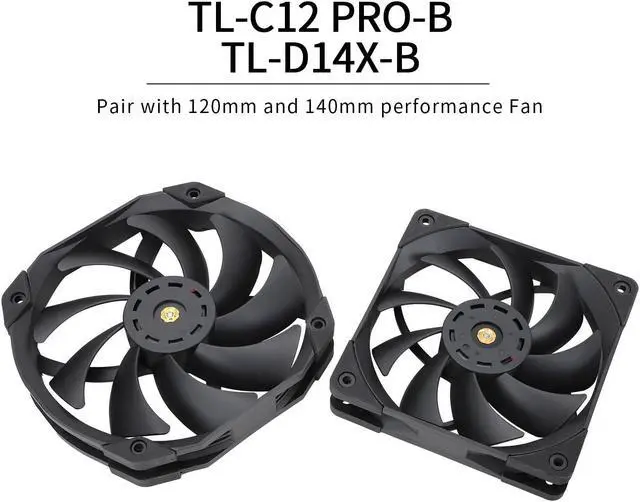 Alt view image 6 of 7 - Thermalright Black CPU Air Cooler,Dual Tower 5 Heat Pipe,TL-D14X-B and TL-C12PRO PWM Fan,Aluminium Heatsink Cover, AGHP Technology, for AMD AM4/AM5/Intel LGA 1150/1151/1155/1156/1200/2011/1700