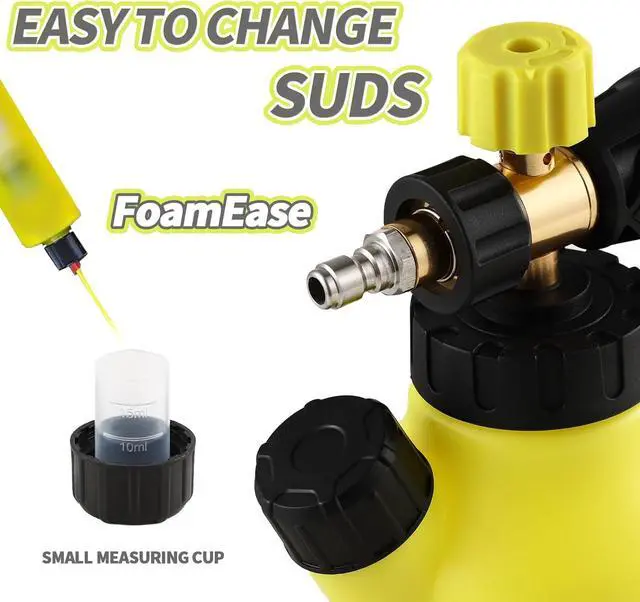 Alt view image 3 of 6 - Foam Cannon up to 4500 PSI, Foam Cannon for Pressure Washer with 1/4'' Quick Connector, Snow Foam Cannon with Adjustable Nozzle and 1L Foam Cannon Bottle, Fits Most Car Washing Accessories