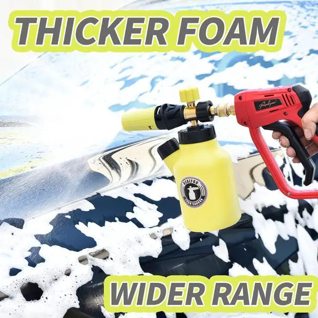 Alt view image 5 of 6 - Foam Cannon up to 4500 PSI, Foam Cannon for Pressure Washer with 1/4'' Quick Connector, Snow Foam Cannon with Adjustable Nozzle and 1L Foam Cannon Bottle, Fits Most Car Washing Accessories