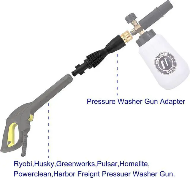 Alt view image 3 of 7 - Foam Cannon, Compatible with Portland Husky and Ryobi Pressure Washer, with 5 Nozzle Tips, 1/4 Inch Quick Connector