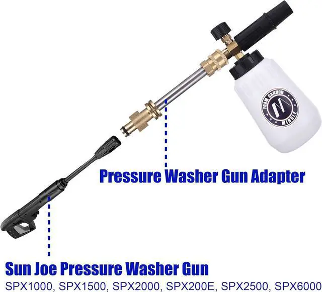 Alt view image 3 of 7 - Foam Cannon, Compatible with Sun Joe SPX Series Pressure Washer, with 5 Nozzle Tips, 1/4 Inch Quick Connector