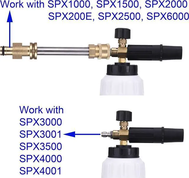 Alt view image 2 of 7 - Foam Cannon, Compatible with Sun Joe SPX Series Pressure Washer, with 5 Nozzle Tips, 1/4 Inch Quick Connector