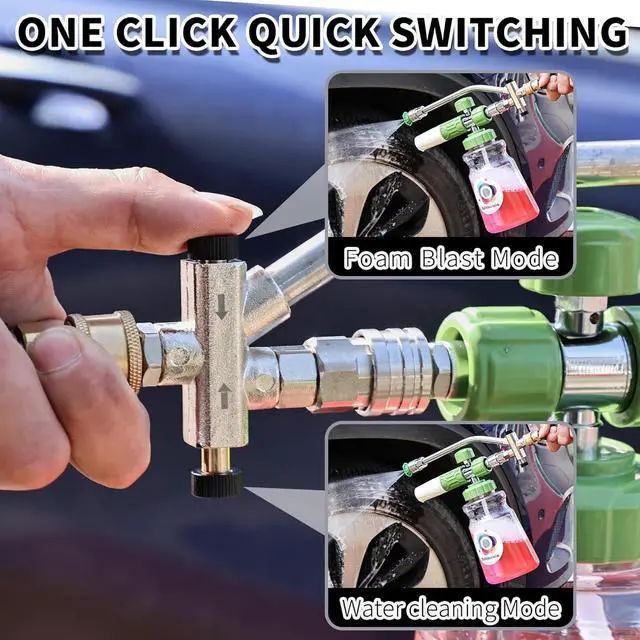 Alt view image 6 of 7 - Dual Connector Accessory with Pressure Washer Foam Cannon, Balabulala Pressure Washer Double Tip Attachment for Foam Blaster with with 5 Power Washer Sprayer Nozzles, 1/4" Quick Connect, 3600 PSI