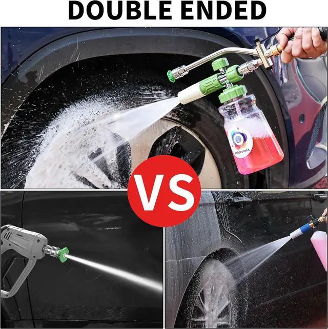 Alt view image 7 of 7 - Dual Connector Accessory with Pressure Washer Foam Cannon, Balabulala Pressure Washer Double Tip Attachment for Foam Blaster with with 5 Power Washer Sprayer Nozzles, 1/4" Quick Connect, 3600 PSI