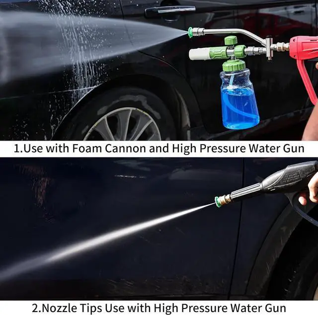 Alt view image 6 of 7 - Foam Cannon Dual Connector Accessory,Pressure Washer Double Tip Attachment for Foam Blaster with 7 Power Washer Sprayer Nozzles, 1/4" Quick Connect, 3600 PSI(Without Foam Cannon)