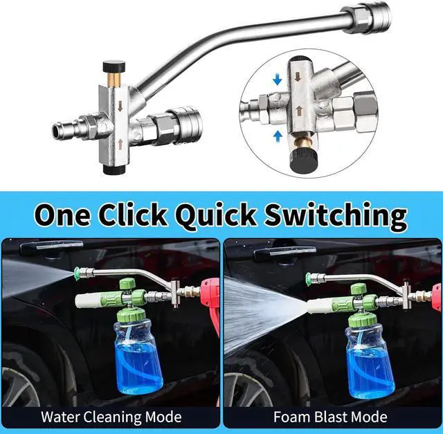 Alt view image 3 of 7 - Foam Cannon Dual Connector Accessory,Pressure Washer Double Tip Attachment for Foam Blaster with 7 Power Washer Sprayer Nozzles, 1/4" Quick Connect, 3600 PSI(Without Foam Cannon)